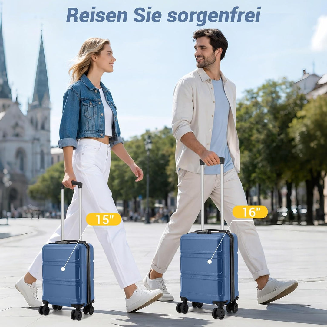 KONO Handgepäck Koffer mit abnehmbaren Rollen, 40x30x20 cm ohne Rollen, Leichter Kabinen-Koffer klei