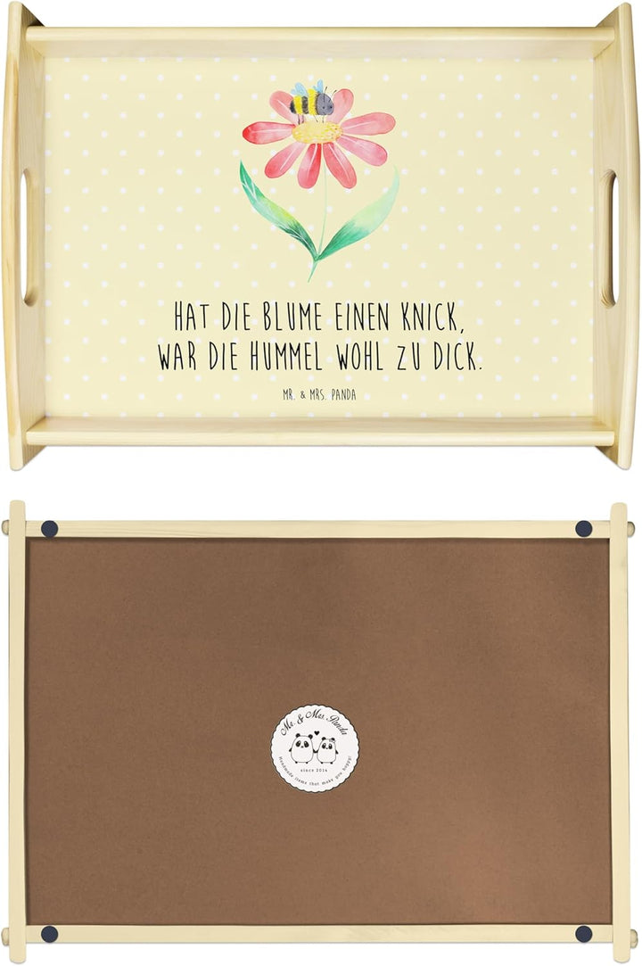 Mr. & Mrs. Panda Serviertablett Hummel Blume - Geschenk, Holztablett, Feld, Dekotablett, Tiere, Tier
