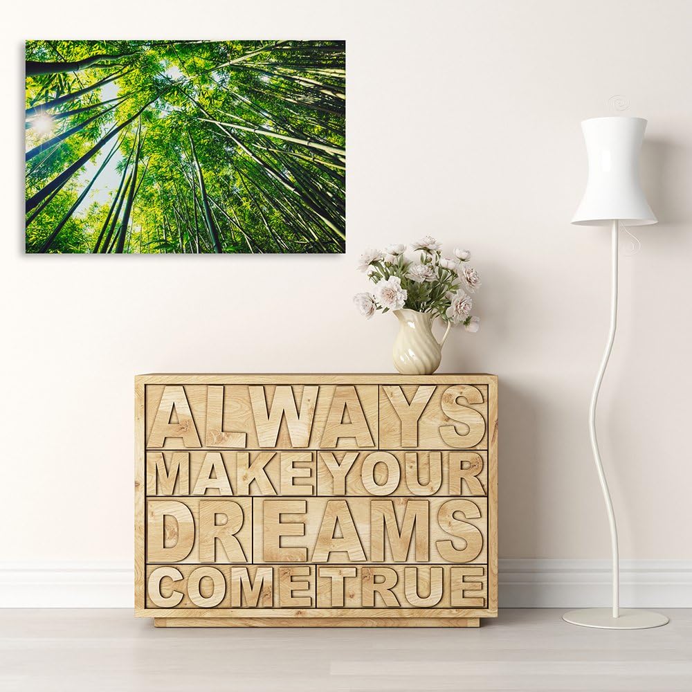 Feeby, Leinwandbild, Bilder, Wand Bild, Wandbilder, Kunstdruck 70x100cm, Wald, GRÜN, Natur, BÄUME, D