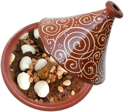 Marokkanische Tajine, Rund, Ø 30 cm, glasiert zum Kochen für 4-5 Personen, Tontopf, Gartopf, Schmort