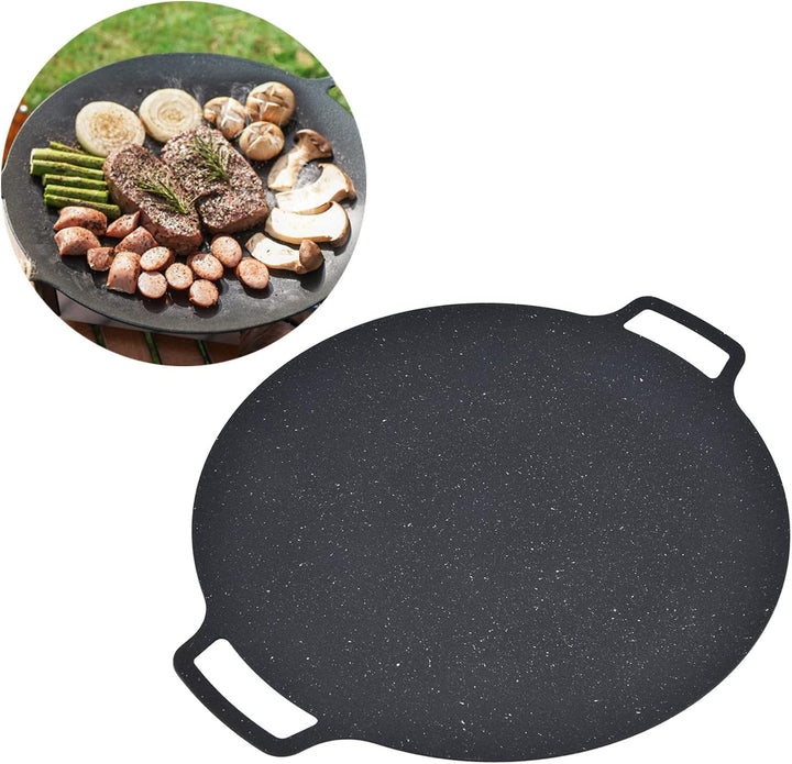 Grillplatte Gusseisen Rund 36cm, Koreanische Runde Grillpfanne Korean, Koreanischer BBQ Platten Barb