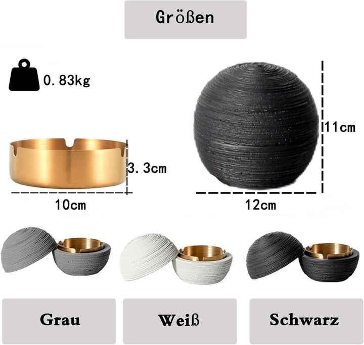 Moderner Mülleimer - Beton-Metall-Φ12 x 11cm, Minimalistisch & Hygienisch - Perfekt für Büro und Küc