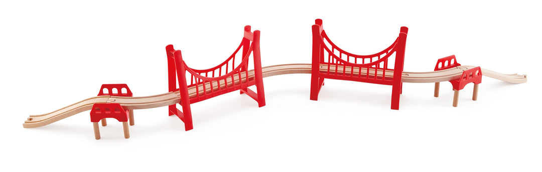 Hape Eisenbahnwelt Grosse Doppel-Hängebrücke, aus Holz, ab 3 Jahren