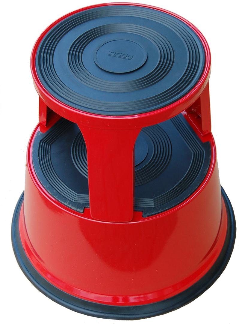 DESQ 60065.03 Mobiler Tritthocker aus Metall erhältlich Grau/Schwarz/Blau/Rot