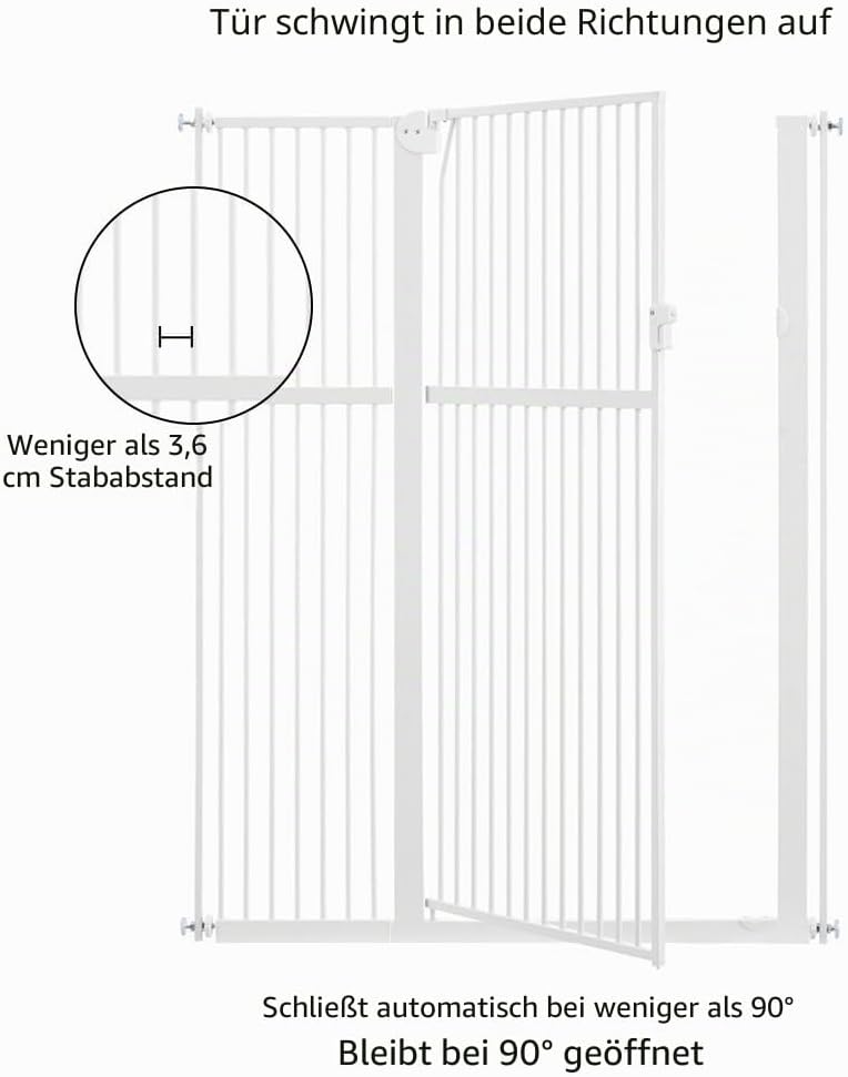 unipaws Hundegitter, 142 cm hoch, 75-95 cm breit, druckmontiertes Katzengitter für Tür, Innentreppe,