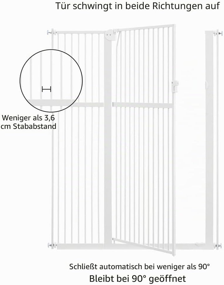 unipaws Hundegitter, 142 cm hoch, 75-95 cm breit, druckmontiertes Katzengitter für Tür, Innentreppe,