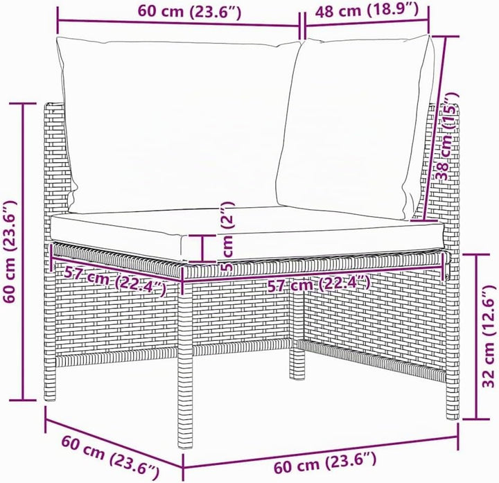 vidaXL Modular Ecksofa mit Kissen Gartensofa Sofa Lounge Gartenmöbel Einzelsofa Sessel Rattansofa Ou