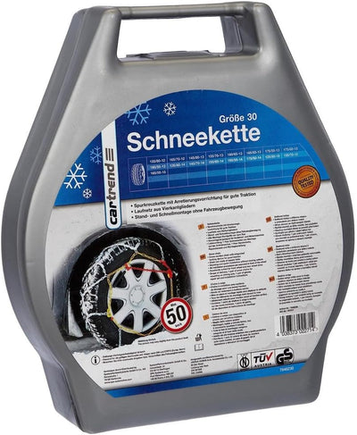 cartrend Schneeketten Auto Schneekette mit ÖNORM im Kunststoffkoffer, 2er-Set "Safety" Grösse 30, Gr