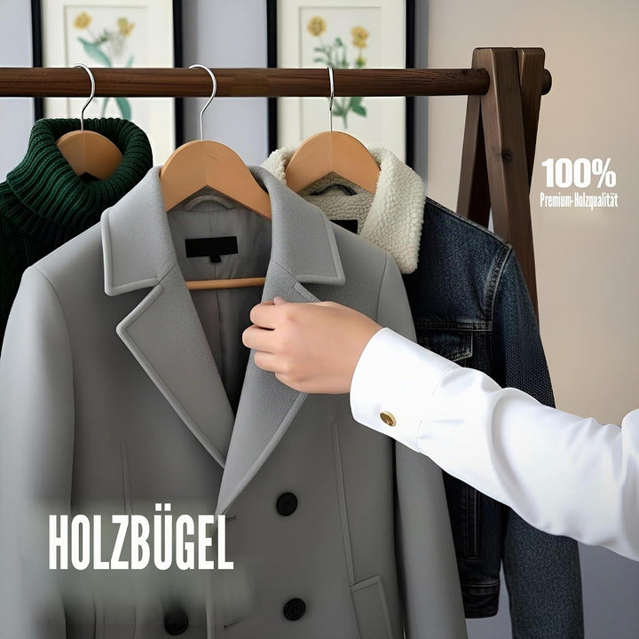 Utopia Home Premium Kleiderbügel Holz 20 Stück, Holzbügel mit 360 Grad Drehbarem Haken, Rutschfester