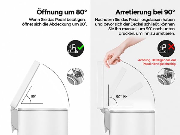 mVm Mülleimer Bad 5L, Mülleimer mit Deckel, Weiss | Soft-Close, Herausnehmbarem Inneneimer, Fingerab
