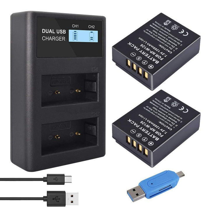 CITYORK 2er-Pack NP-W126 1200 mAh Ersatzakku und LCD-Ladegerät Kompatibel mit Fujifilm X100F, X100V,