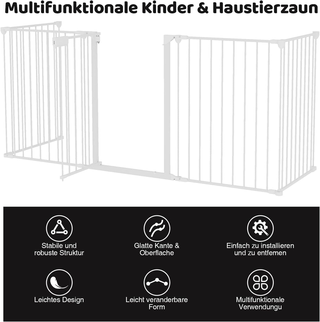 Kaminschutzgitter 310cm Metall, Ofenschutzgitter, Kinderschutzgitter 5-teilig, Absperrgitter mit Tür