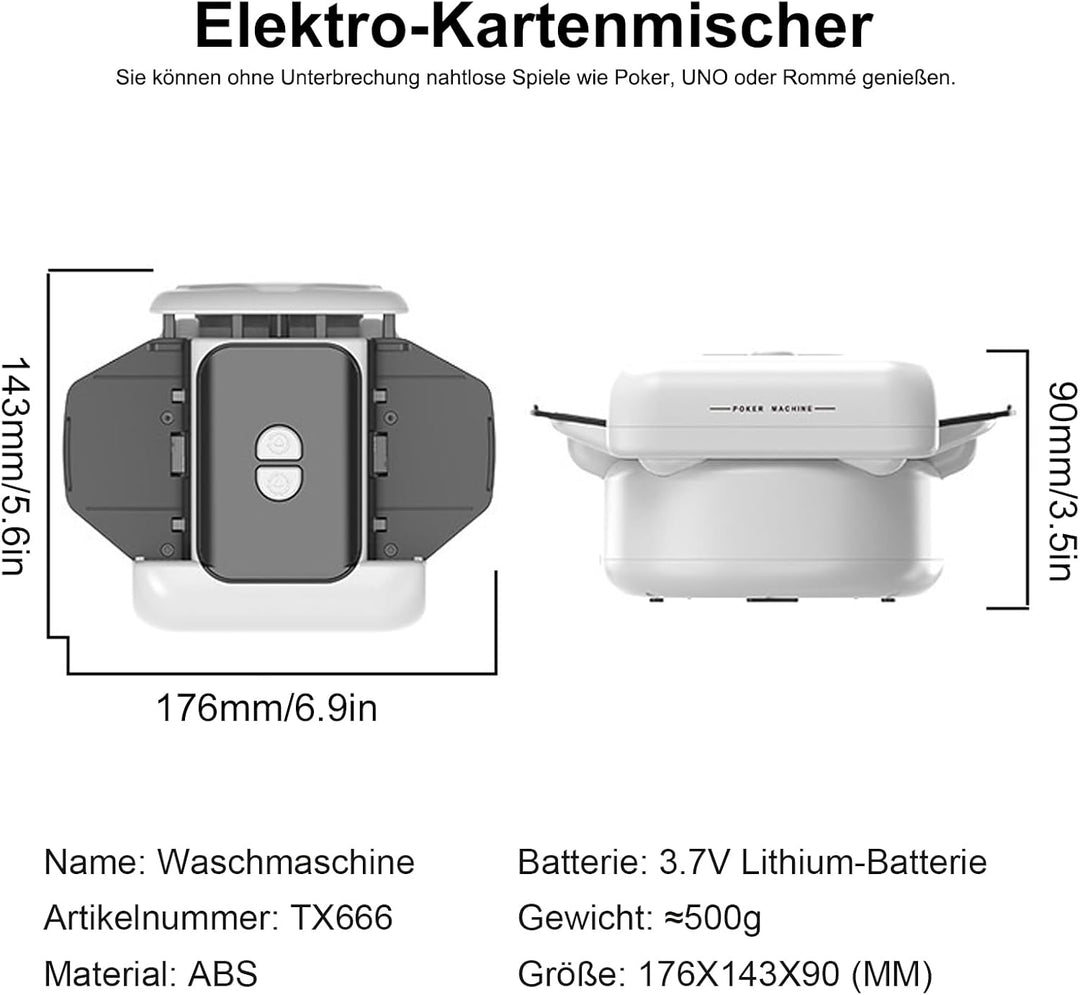 Kartenmischmaschine Elektrisch – Automatischer Kartenmischer für 1–2 Decks, Card Shuffler mit Akku 2