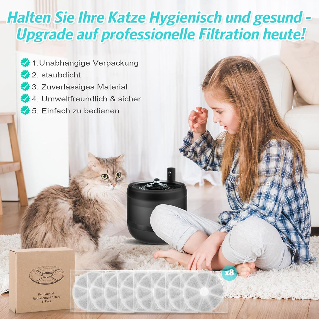 8stk Trinkbrunnen Filter für Philips Katzenbrunnen PAW3210/02, Aktivkohle Katzenfilter, Effizient Ka