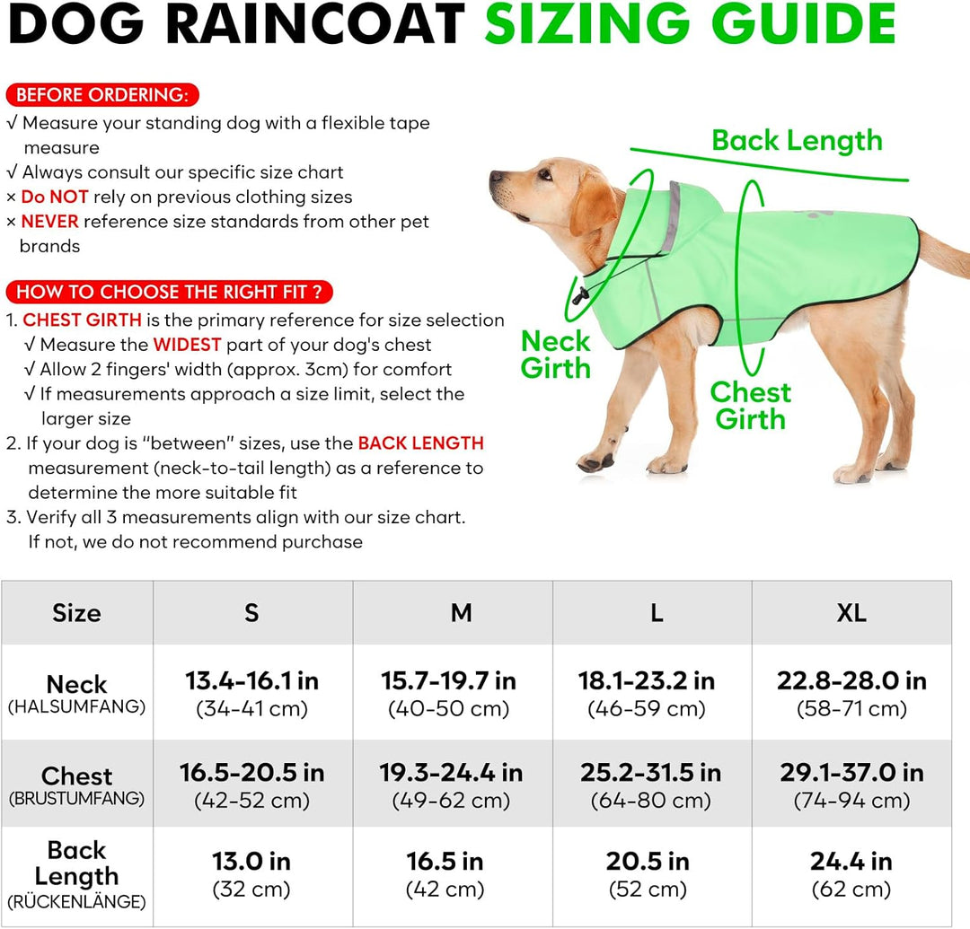 BiPawTi Regenjacke Hund Wasserdicht für Grosse Hunde – Verstellbarer Hund Regenmantel mit Reflektier