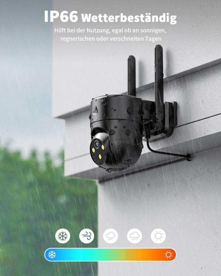 24/7 Aufzeichnung 4G LTE Überwachungskamera Aussen mit SIM Karte, Outdoor Kamera Überwachung Ohne WL