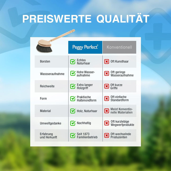 Fensterwascher Halbmond gefertigt aus Buchenholz und Naturhaar- Rosshaarborsten. Fensterbürste mit e