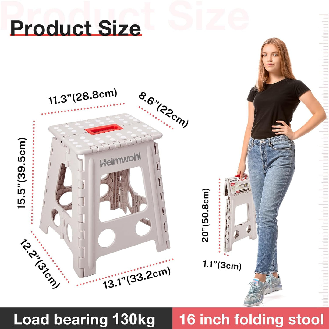 Tritthocker Klappbar 40 cm, 2025 Upgrade Hocker Klappbar mit Sicherheitsverriegelung & Drehgriff, Kl