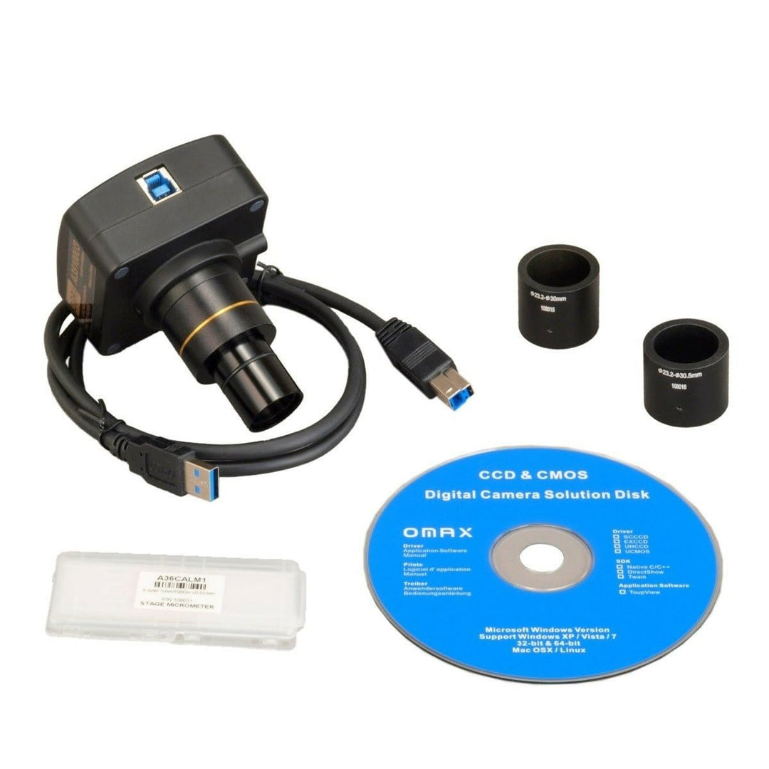 AmScope A3550U3 5MP USB3.0 Digitalkamera für Mikroskop mit 0.01 mm Kalibrierung Rutschen