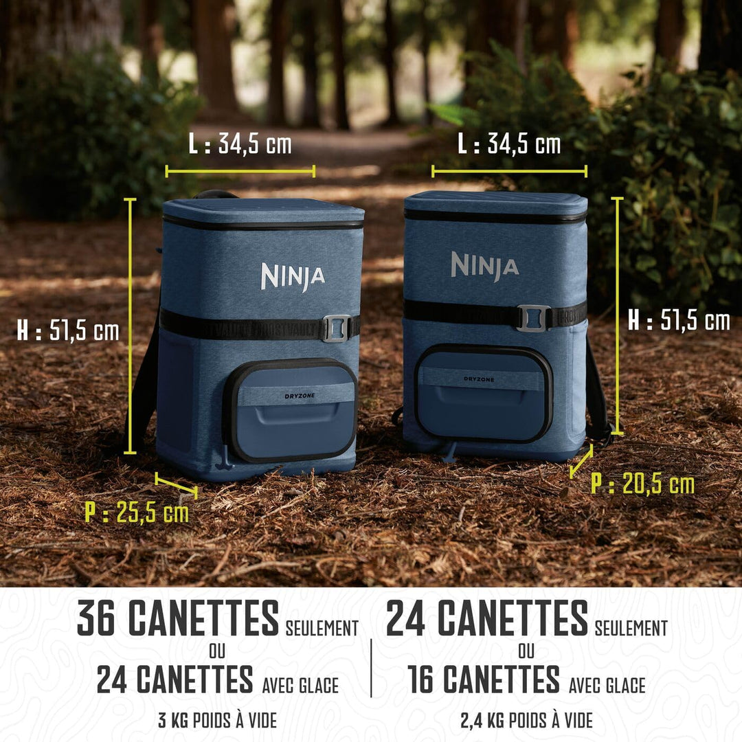 Ninja FrostVault Go Outdoor Flexibler 23-Liter-Kühlrucksack für 36 Dosen mit kalter Trockenzone, 2 K