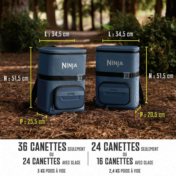 Ninja FrostVault Go Outdoor Flexibler 23-Liter-Kühlrucksack für 36 Dosen mit kalter Trockenzone, 2 K