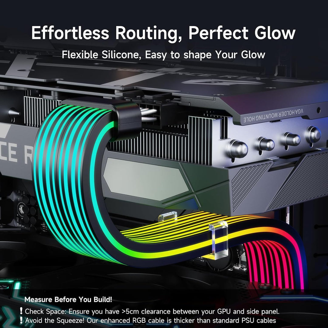 Sirlyr RGB PC-Kabel, Strimmer 2 * 8 Pin PSU Verlängerungskabel, 5V 3Pin Sync ARGB, für Grafikkarten-