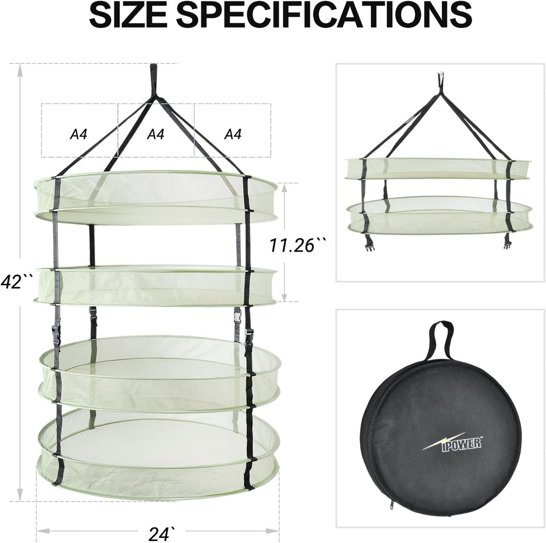 iPower Trockennetz zum Aufhängen von Kräutern, 60 cm, 4-lagig, Grün 2Ft, 4 Schichten