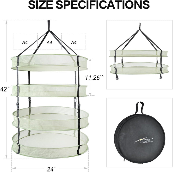 iPower Trockennetz zum Aufhängen von Kräutern, 60 cm, 4-lagig, Grün 2Ft, 4 Schichten
