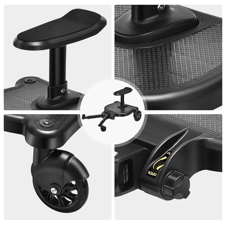 Buggy Board mit Sitz, FNRIDS Trittbrett für Kinderwagen Universal,mit Aufhängegurt, stabiles Two Whe