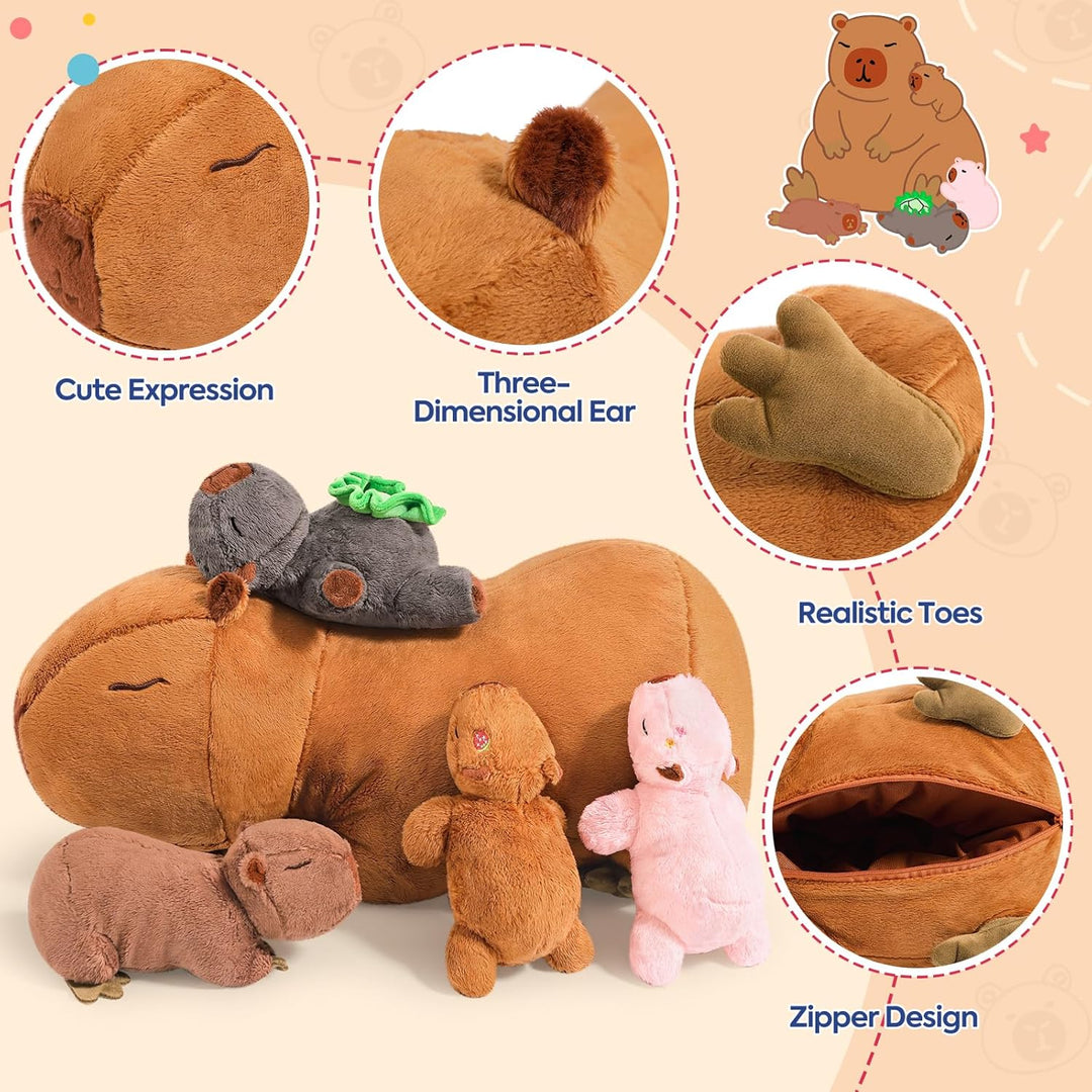 shownicer Plüschtier Capybara Kuscheltier 5 Stück Stofftier Kawaii Capybara Plüsch Kissen Spielzeug