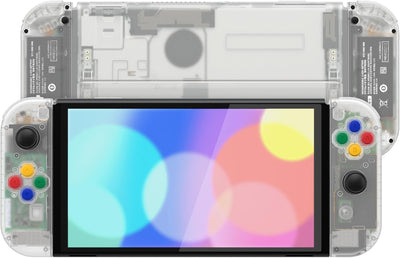 eXtremeRate Full Hülle für Nintendo Switch OLED, DIY-Ersatz Konsole case & Kickstand, NS Joycon Gehä