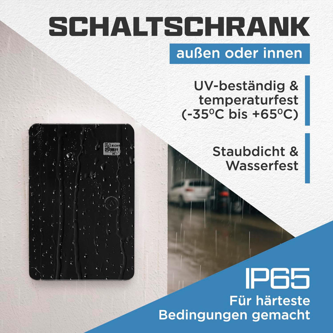 BOXEXPERT® Verteilerkasten aussen wasserdicht [ABS Kunststoff IP65 Gehäuse] schwarz (Serie Fleet) 60