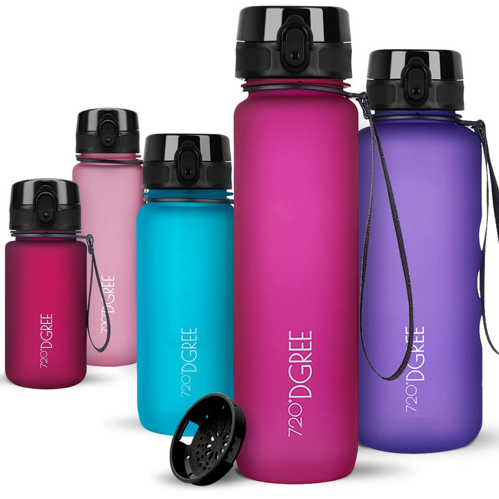 720°DGREE Trinkflasche 1l Sport “uberBottle“ softTouch +Sieb - BPA-Frei - Wasserflasche für Uni, Arb