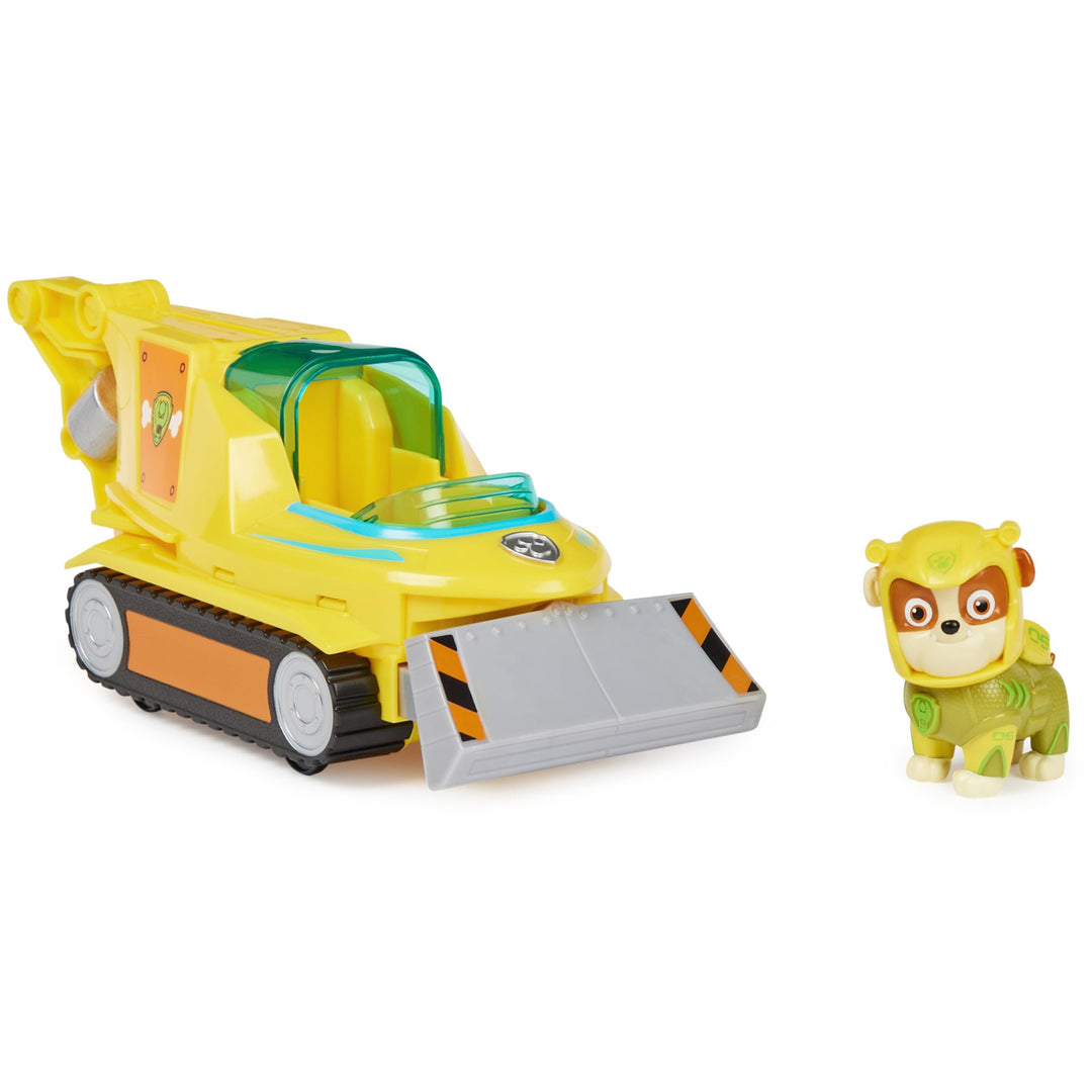 PAW PATROL, Aqua Pups - Basis Fahrzeug Spielzeugauto im Hammerhai-Design mit Rubble Welpenfigur, Spi