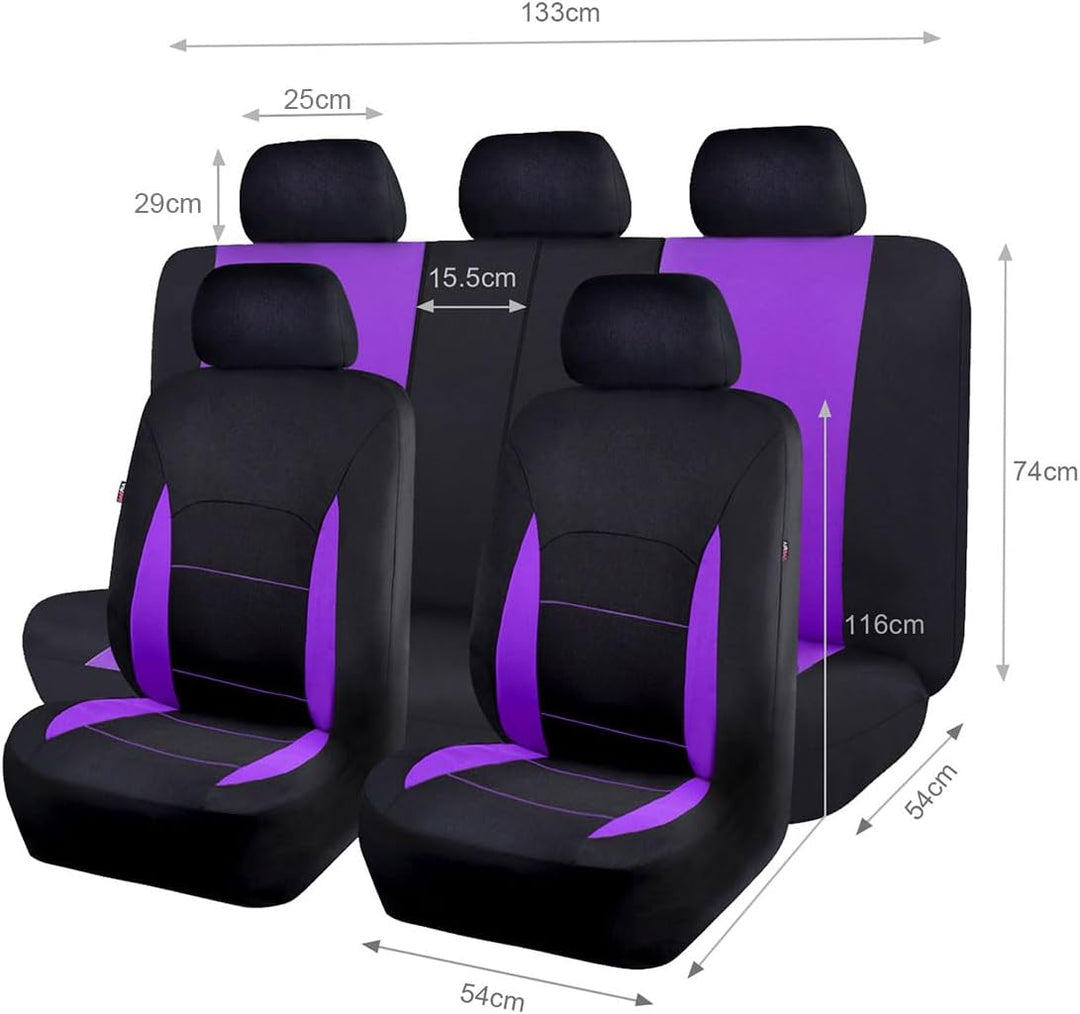 Flying Banner Sitzbezüge Auto Universal Set (Vollständige Reihe, Lila und Schwarz) Lila und Schwarz