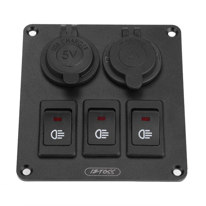Keenso Auto Boot Wippschalter Panel, Wasserdichte marine LED 3 Gang Wippschalter Schaltpanel + Doppe