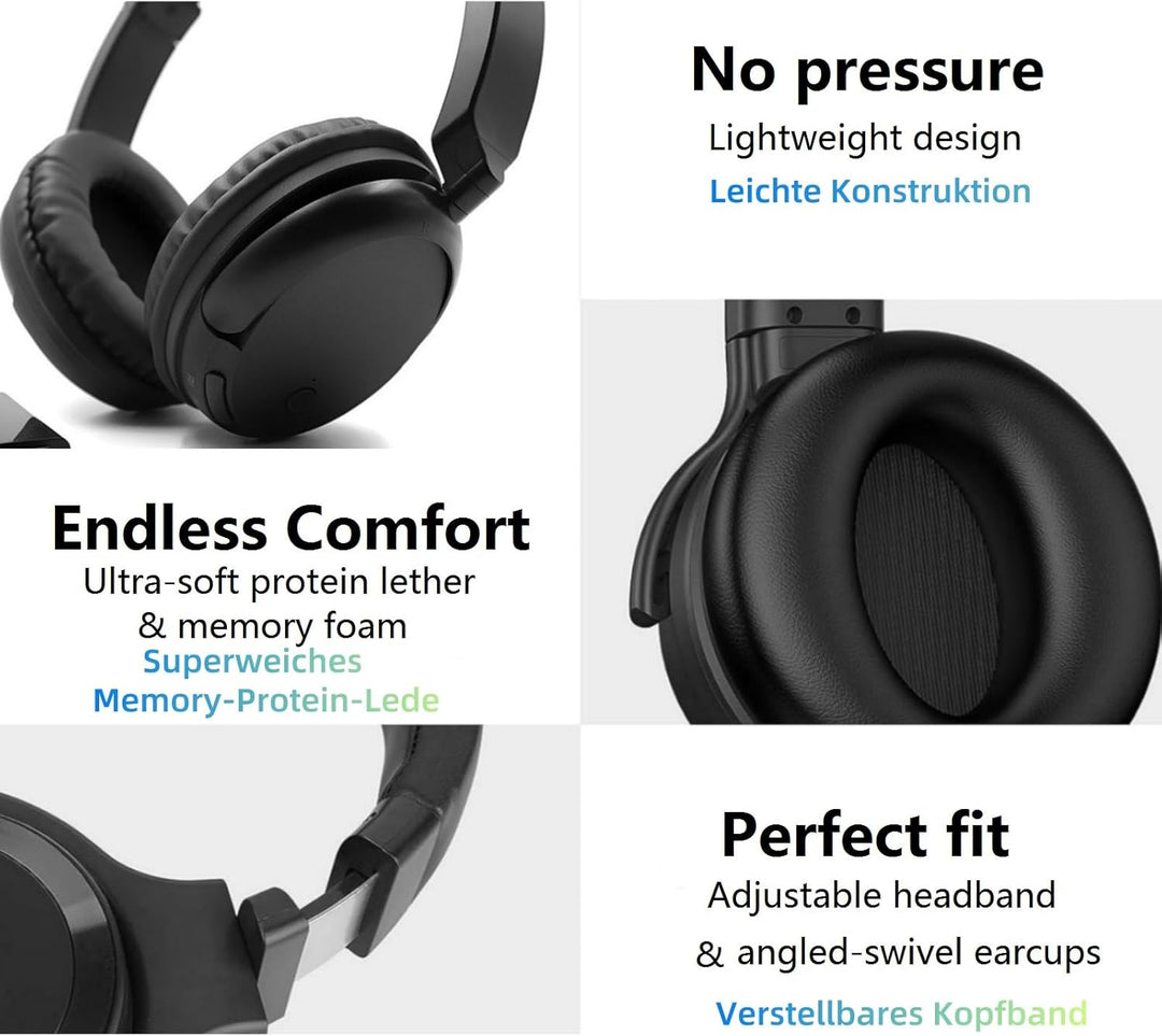 Bluetooth Funkkopfhörer Over-Ear TV Headset, Bluetooth 5.3 Kabellose Kopfhörer mit USB-Sender, Einzi