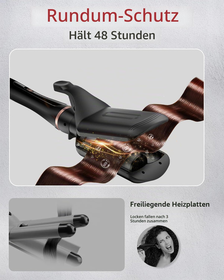 5 in 1 Lockenstab Set, Lockenstab mit Haar Crimper Waver und 4 Wechselbaren Keramischen Trommeln (0.