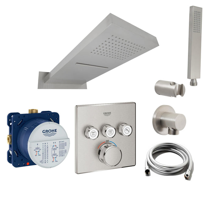 vanvilla Duschsystem mit Unterputz Duscharmatur von Grohe SmartControl Supersteel 3-Wege und vanvill