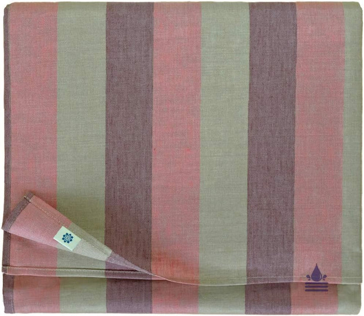 Linen & Cotton Tischdecke Wachstuch Gartentischdecke Silva - 100% Leinen, Lila Rosa Grau (147 x 300