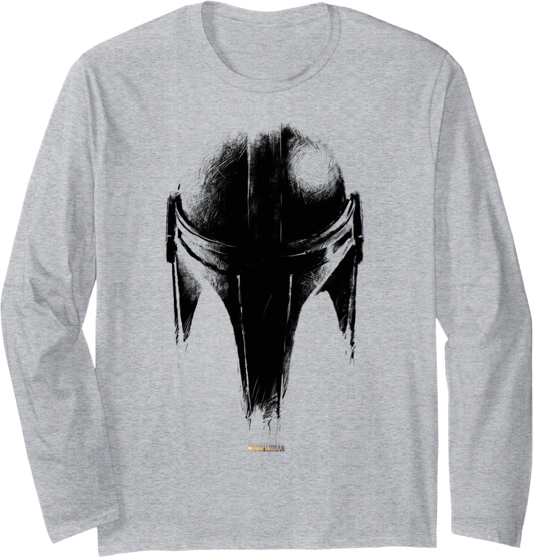 Star Wars The Mandalorian Helmet Sketch Langarmshirt