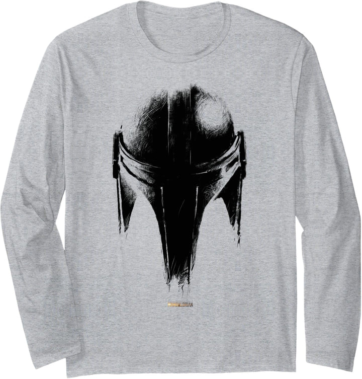 Star Wars The Mandalorian Helmet Sketch Langarmshirt
