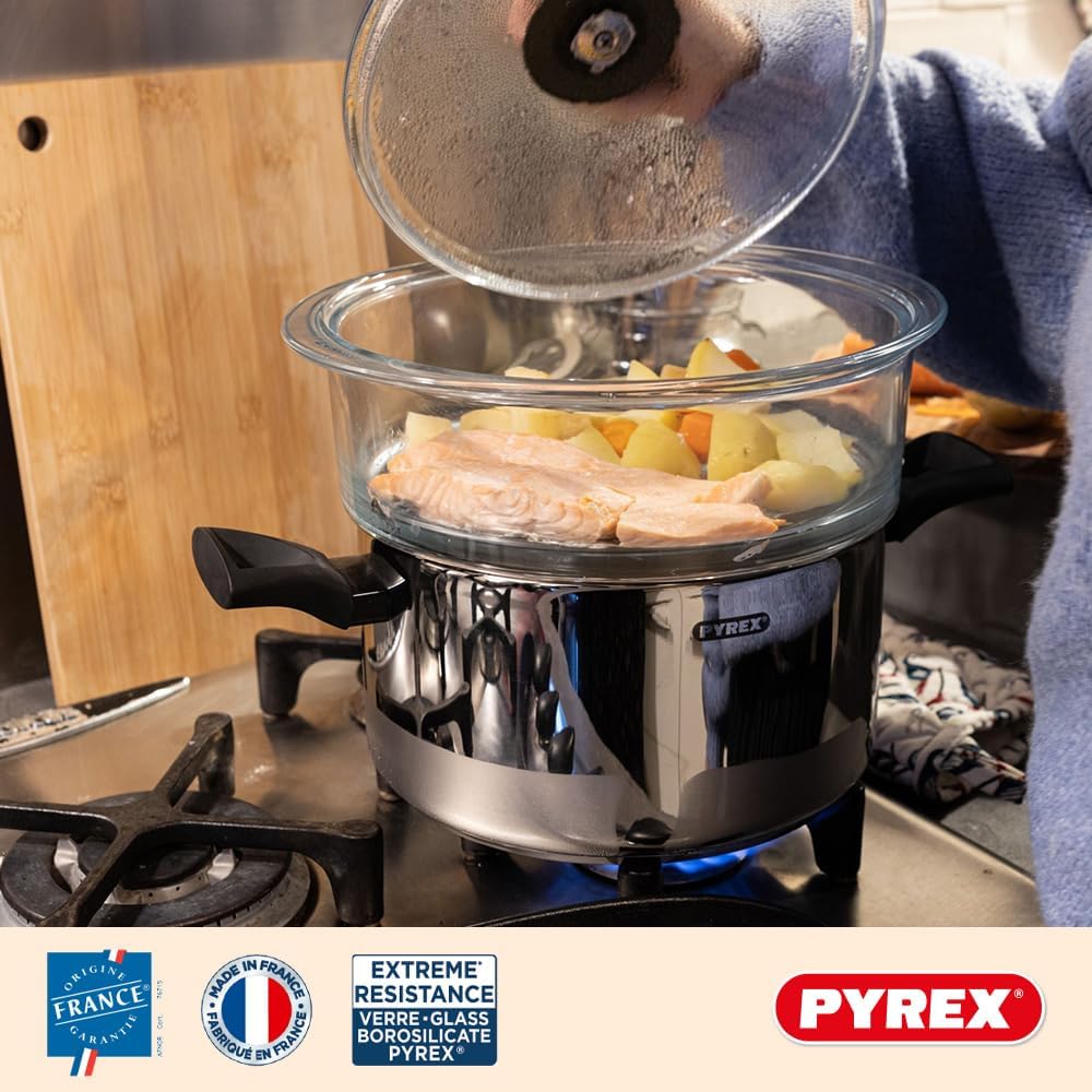 Pyrex® - Dampfkorb + Deckel – Kochen mit Dampf für eine gesunde und schmackhafte Küche