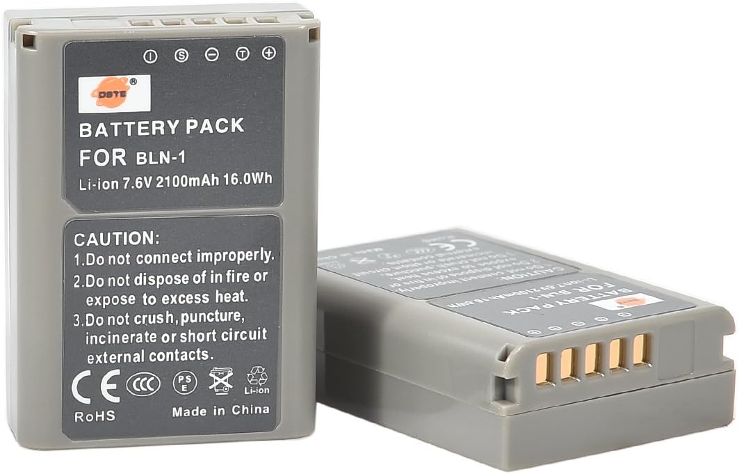 DC133E Reise Ladegerät + DSTE（2 Pack） Ersatz Batterie Kompatibel für Olympus BLN-1 E-M1 E-M5 OM-D Pe