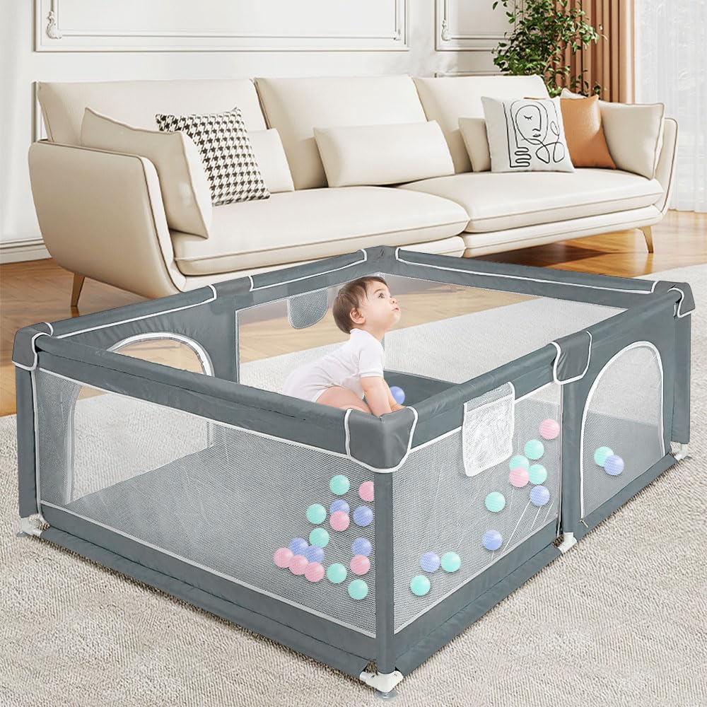 Laufstall für Babys, 160 x 120 cm, Aktivitätsgitter für Kinder, mit Basis, modular, faltbar, grosser
