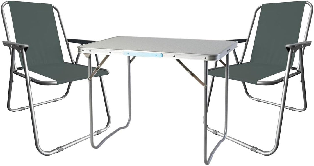 3tlg Campingmöbel Set Outdoormöbel Alu Camping L70xB50xH59cm 1x Campingtisch mit Tragegriff 2 Campin