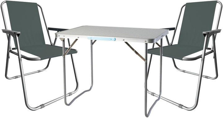 3tlg Campingmöbel Set Outdoormöbel Alu Camping L70xB50xH59cm 1x Campingtisch mit Tragegriff 2 Campin