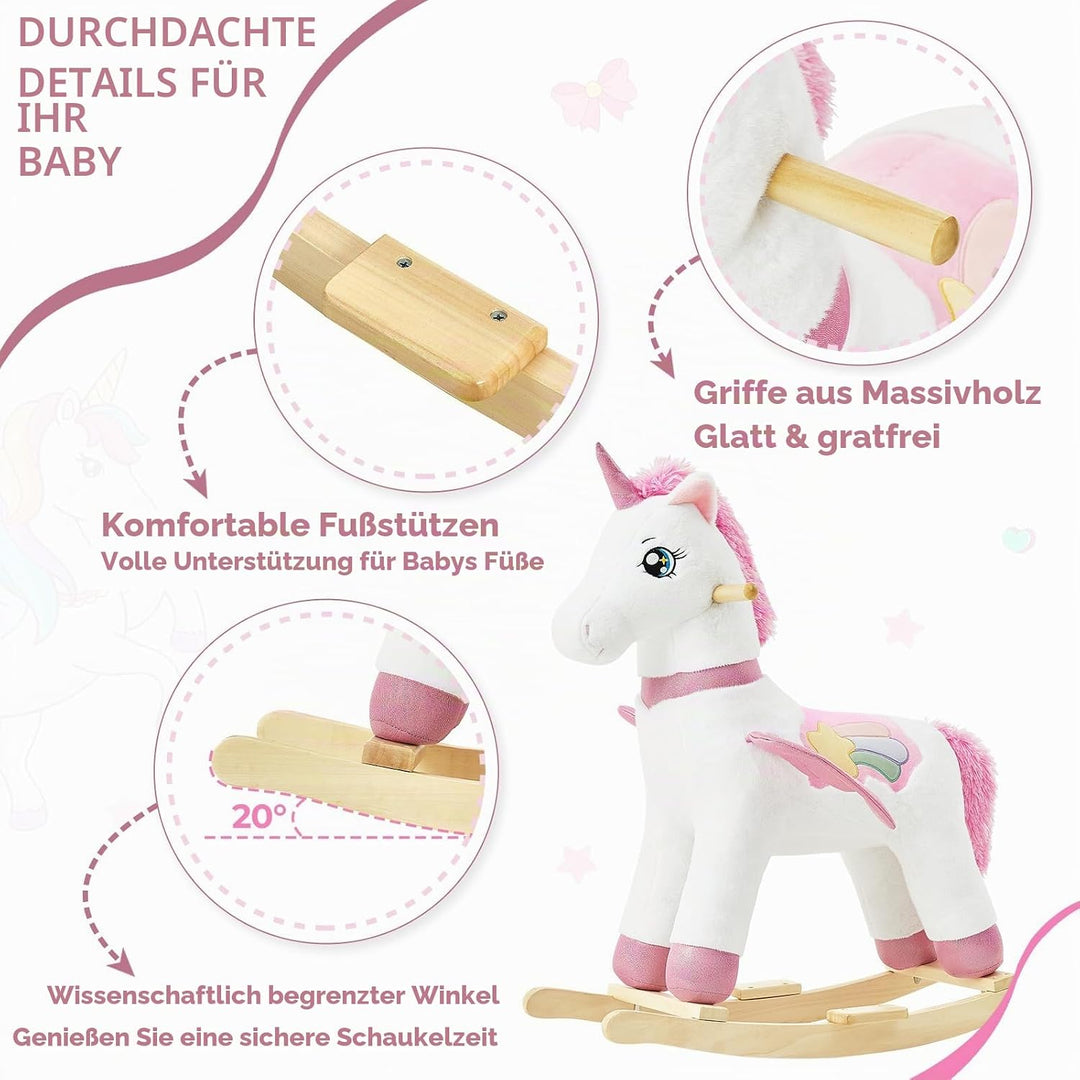 FUNLIO Einhorn-Schaukelpferd für Babys, Regenbogenfee-Einhorn-Schaukelpferd für Kleinkinder 1-3 Jahr