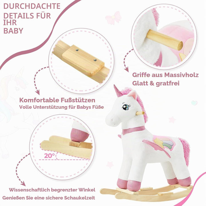 FUNLIO Einhorn-Schaukelpferd für Babys, Regenbogenfee-Einhorn-Schaukelpferd für Kleinkinder 1-3 Jahr