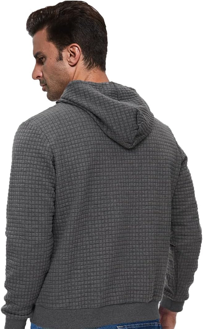 Tansozer Herren Hoodie Basic Sweatshirt Casual Long Sleeve Checked Kapuzenpullover S Dunkelgrau, S D